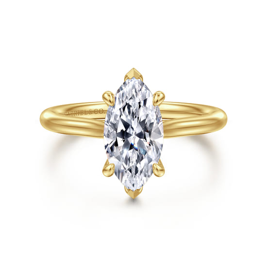 Gabriel - 14K Yellow Gold Marquise Shape Solitaire Diamond Engagement Ring