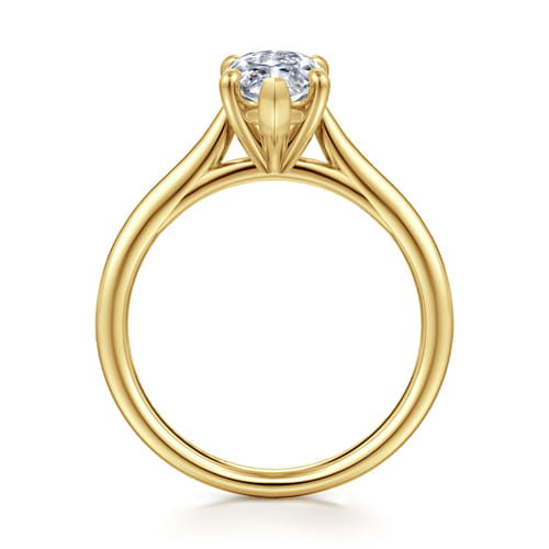 14K Yellow Gold Marquise Shape Solitaire Diamond Engagement Ring