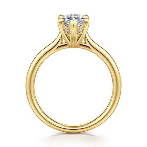 14K Yellow Gold Marquise Shape Solitaire Diamond Engagement Ring