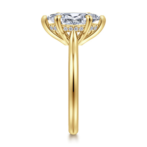 14K Yellow Gold Marquise Shape Solitaire Diamond Engagement Ring
