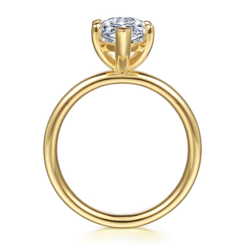 14K Yellow Gold Marquise Shape Solitaire Diamond Engagement Ring