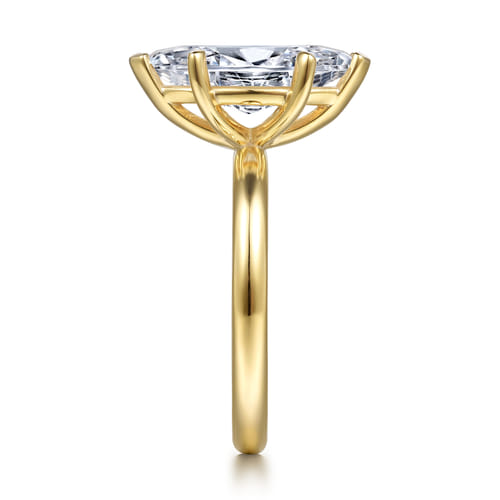 14K Yellow Gold Marquise Shape Solitaire Diamond Engagement Ring