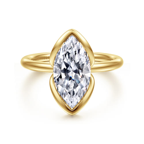 14K Yellow Gold Marquise Shape Solitaire Diamond Engagement Ring
