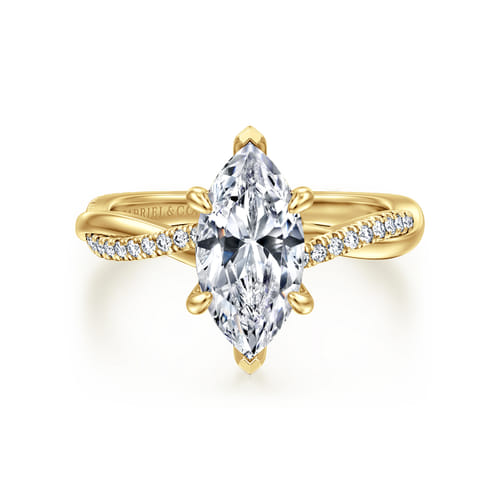 14K Yellow Gold Marquise Shape Twisted Diamond Engagement Ring 14K Yellow Gold Marquise Shape Twisted Diamond Engagement Ring