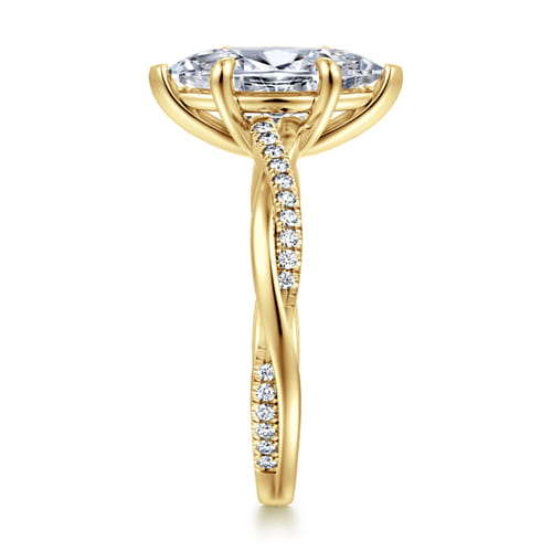 14K Yellow Gold Marquise Shape Twisted Diamond Engagement Ring 14K Yellow Gold Marquise Shape Twisted Diamond Engagement Ring