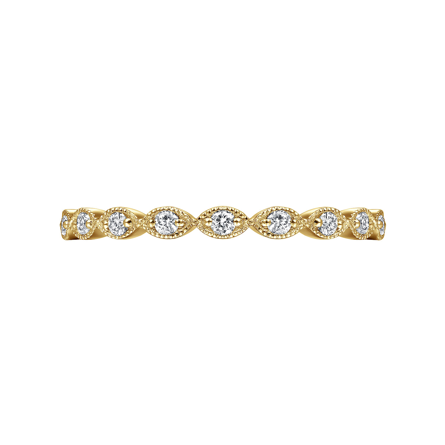 14K Yellow Gold Marquise Station Diamond Stackable Ring