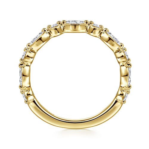 14K Yellow Gold Marquise and Round Diamond Anniversary Band