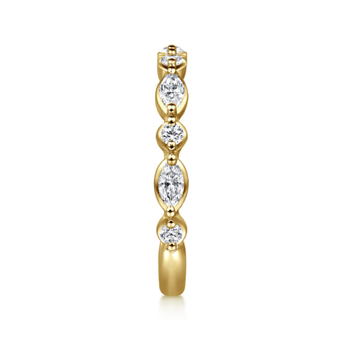 14K Yellow Gold Marquise and Round Diamond Anniversary Band