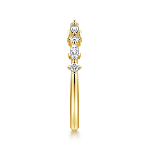 14K Yellow Gold Marquise and Round Open Diamond Anniversary Band