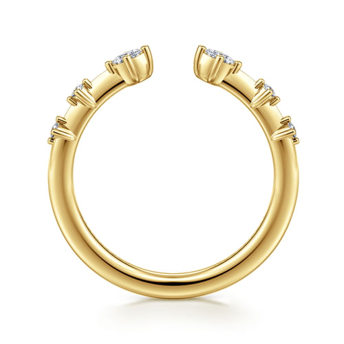 14K Yellow Gold Marquise and Round Station Open Diamond Anniversary Band
