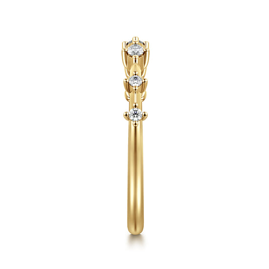 14K Yellow Gold Marquise and Round Station Open Diamond Anniversary Band angle 4 14K Yellow Gold Marquise and Round Station Open Diamond Anniversary Band angle 4