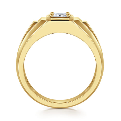 14K Yellow Gold Mens Engagement Ring in High Polish Finish