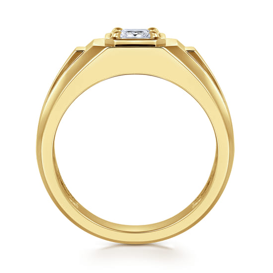 14K Yellow Gold Mens Engagement Ring in High Polish Finish angle 2