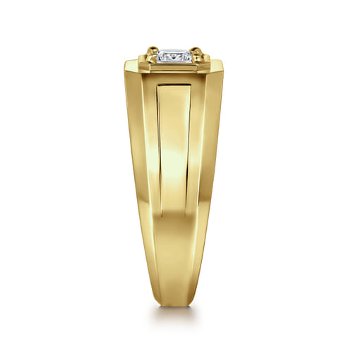14K Yellow Gold Mens Engagement Ring in High Polish Finish