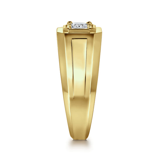 14K Yellow Gold Mens Engagement Ring in High Polish Finish angle 4