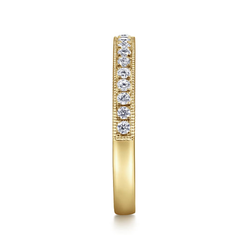 14K Yellow Gold Micro Pavé Channel Diamond Wedding Band with Milgrain