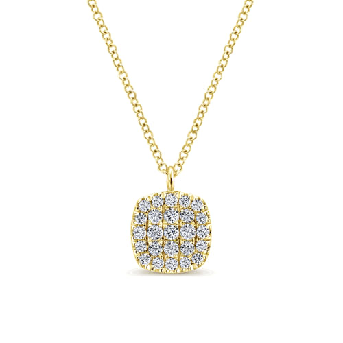 14K Yellow Gold Micro Pavé Diamond Pendant Necklace