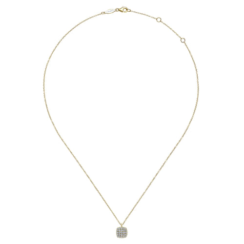 14K Yellow Gold Micro Pavé Diamond Pendant Necklace