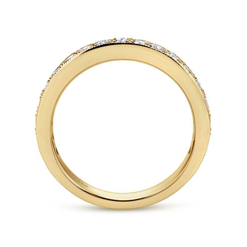 14K Yellow Gold Micro Pavé Set Diamond Wedding Band with Milgrain