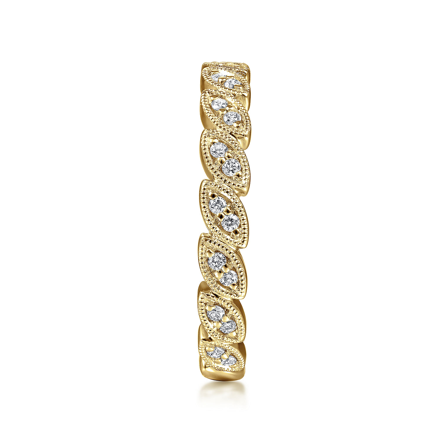14K Yellow Gold Millgrained Marquise Stackable Diamond Ring