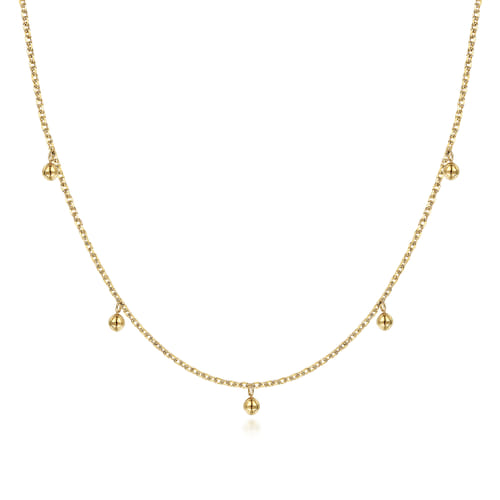14K Yellow Gold Moon Plain Necklace