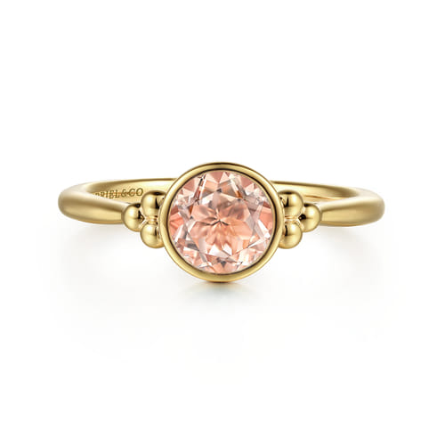 14K Yellow Gold Morganite Bujukan Promise Ring