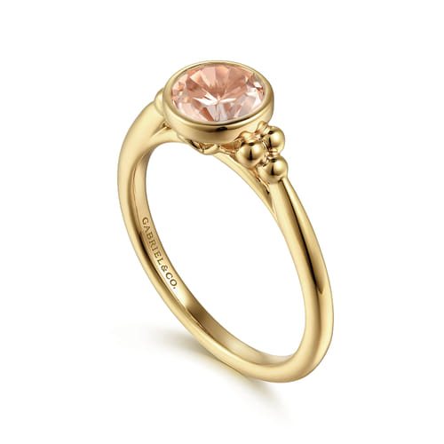14K Yellow Gold Morganite Bujukan Promise Ring