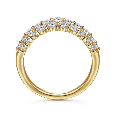 14K Yellow Gold Multi Row Diamond Ring