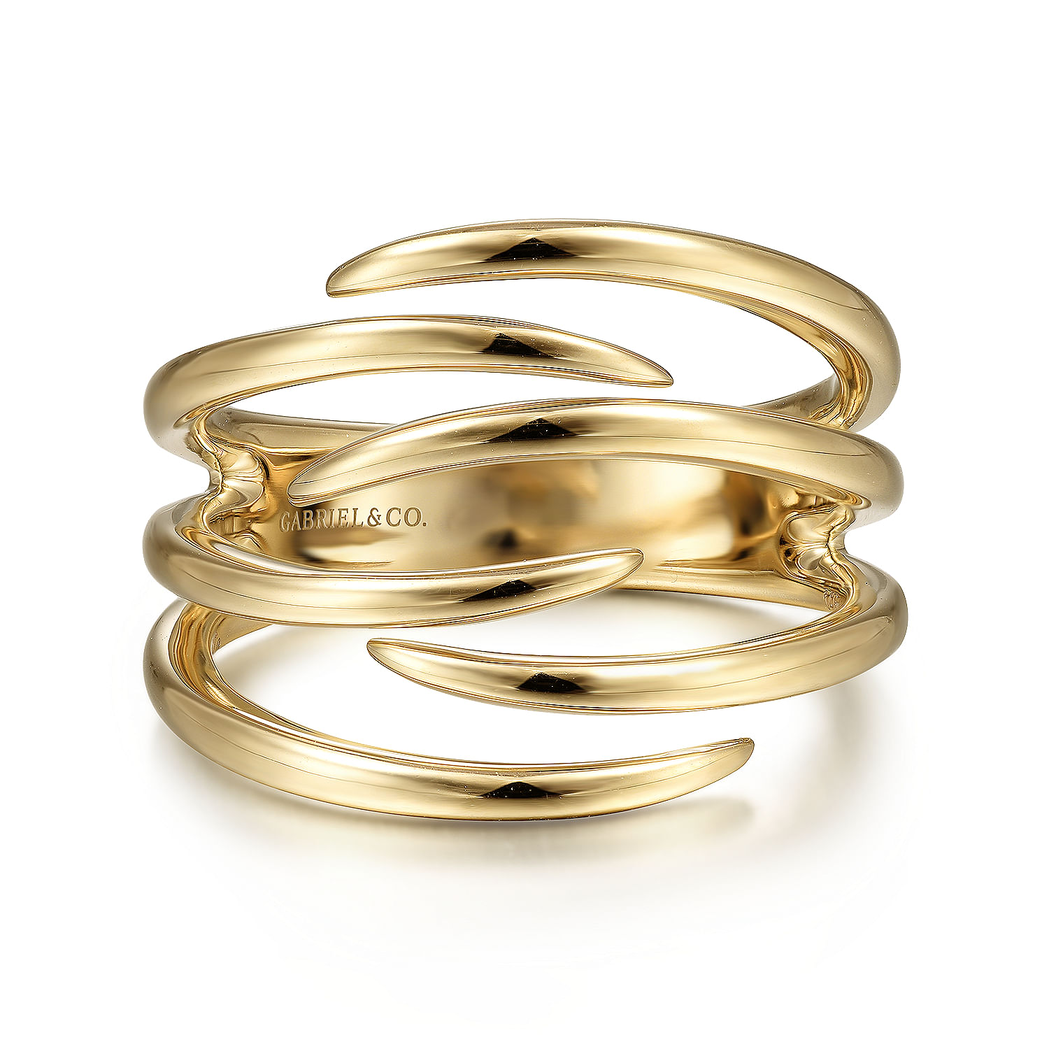 14K Yellow Gold Multi Row Open Claw Ring