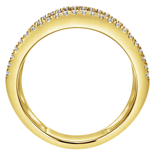 14K Yellow Gold Multi Row Wide Diamond Ring 14K Yellow Gold Multi Row Wide Diamond Ring