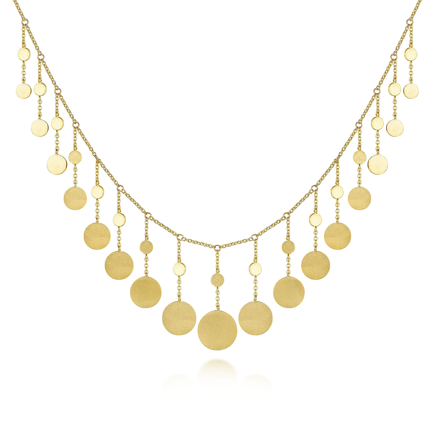 Gabriel - 14K Yellow Gold Necklace with Round Shape Drops