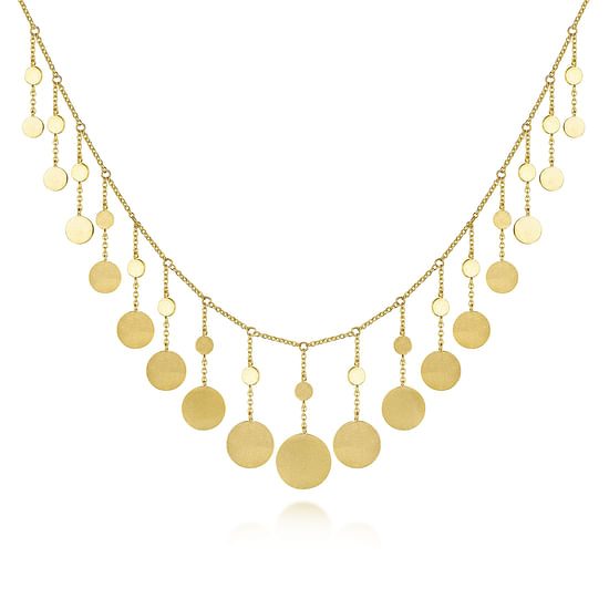 Gabriel - 14K Yellow Gold Necklace with Round Shape Drops