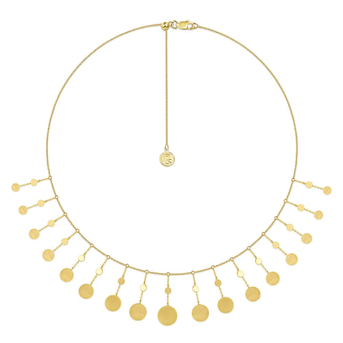 14K Yellow Gold Necklace with Round Shape Drops