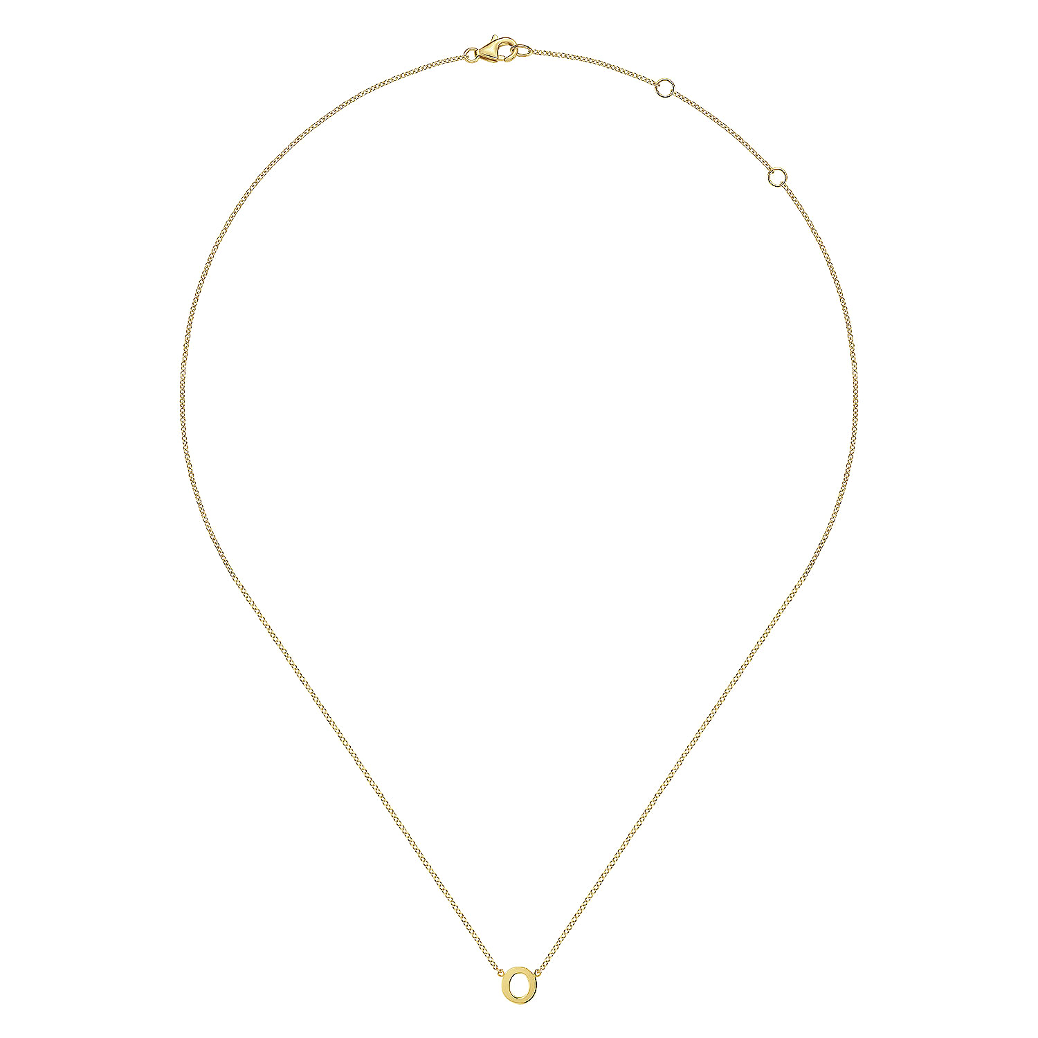 14K Yellow Gold O Initial Necklace