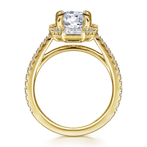14K Yellow Gold Octagonal Halo Round Diamond Engagement Ring 14K Yellow Gold Octagonal Halo Round Diamond Engagement Ring