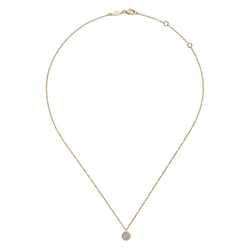 14K Yellow Gold Octagonal Pavé Diamond Pendant Necklace