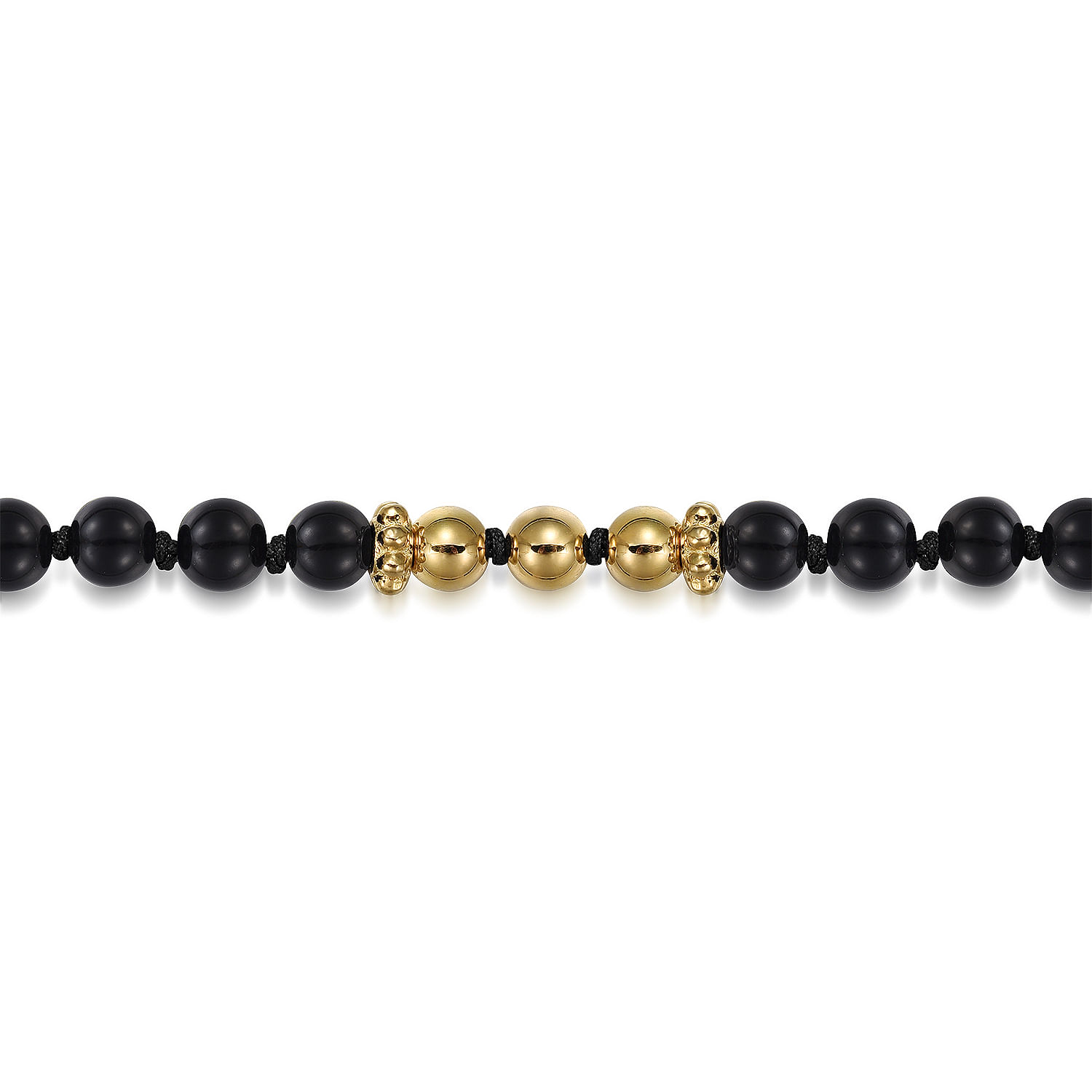14K Yellow Gold Onyx Beads Bracelet