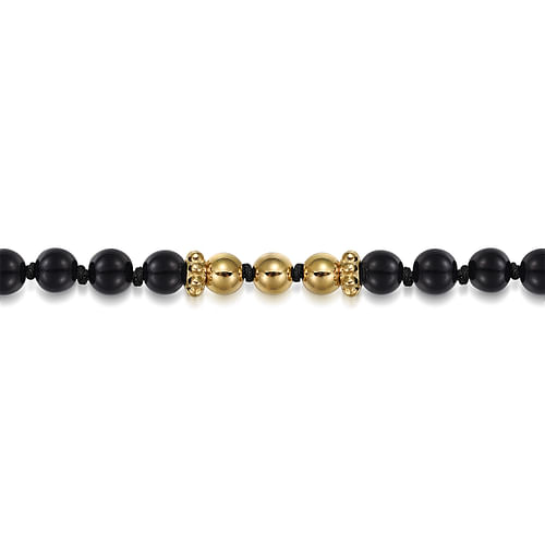 14K Yellow Gold Onyx Beads Bracelet