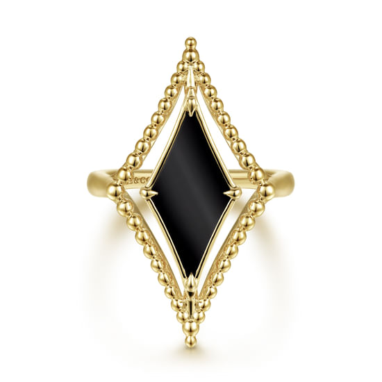 Gabriel - 14K Yellow Gold Onyx Rhombus Bujukan Ring