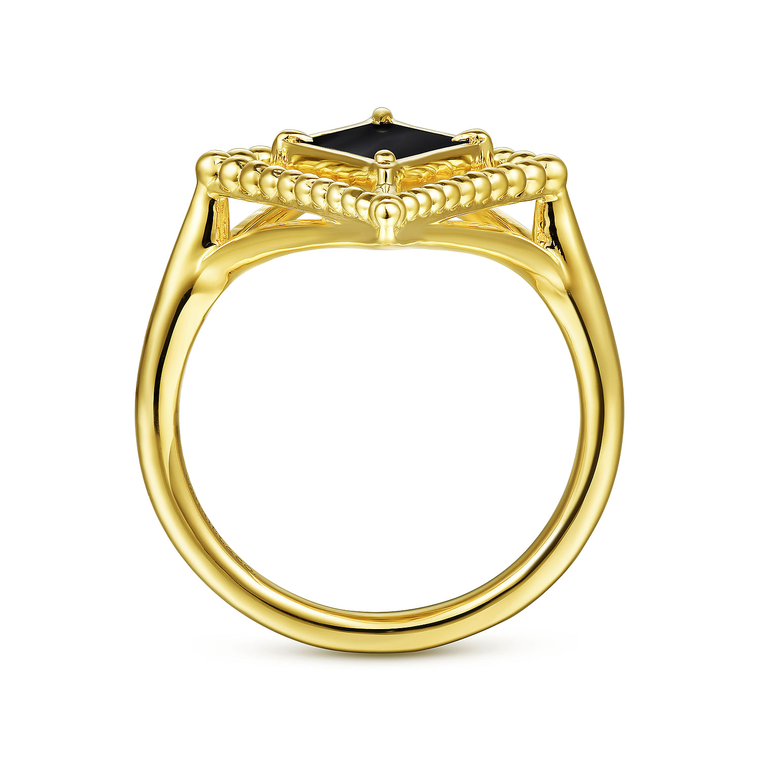 14K Yellow Gold Onyx Rhombus Bujukan Ring