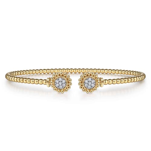 14K Yellow Gold Open Bangle with Pav¿ª Diamond Circles
