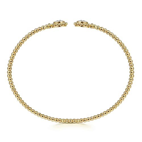 14K Yellow Gold Open Bangle with Pav¿ª Diamond Circles