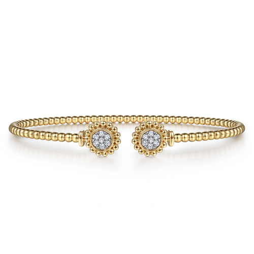 14K Yellow Gold Open Bangle with Pav¿ª Diamond Circles