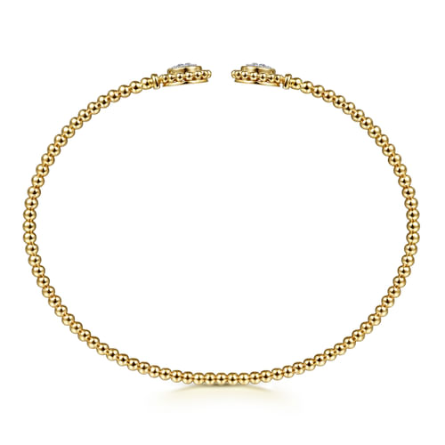 14K Yellow Gold Open Bangle with Pav¿ª Diamond Circles