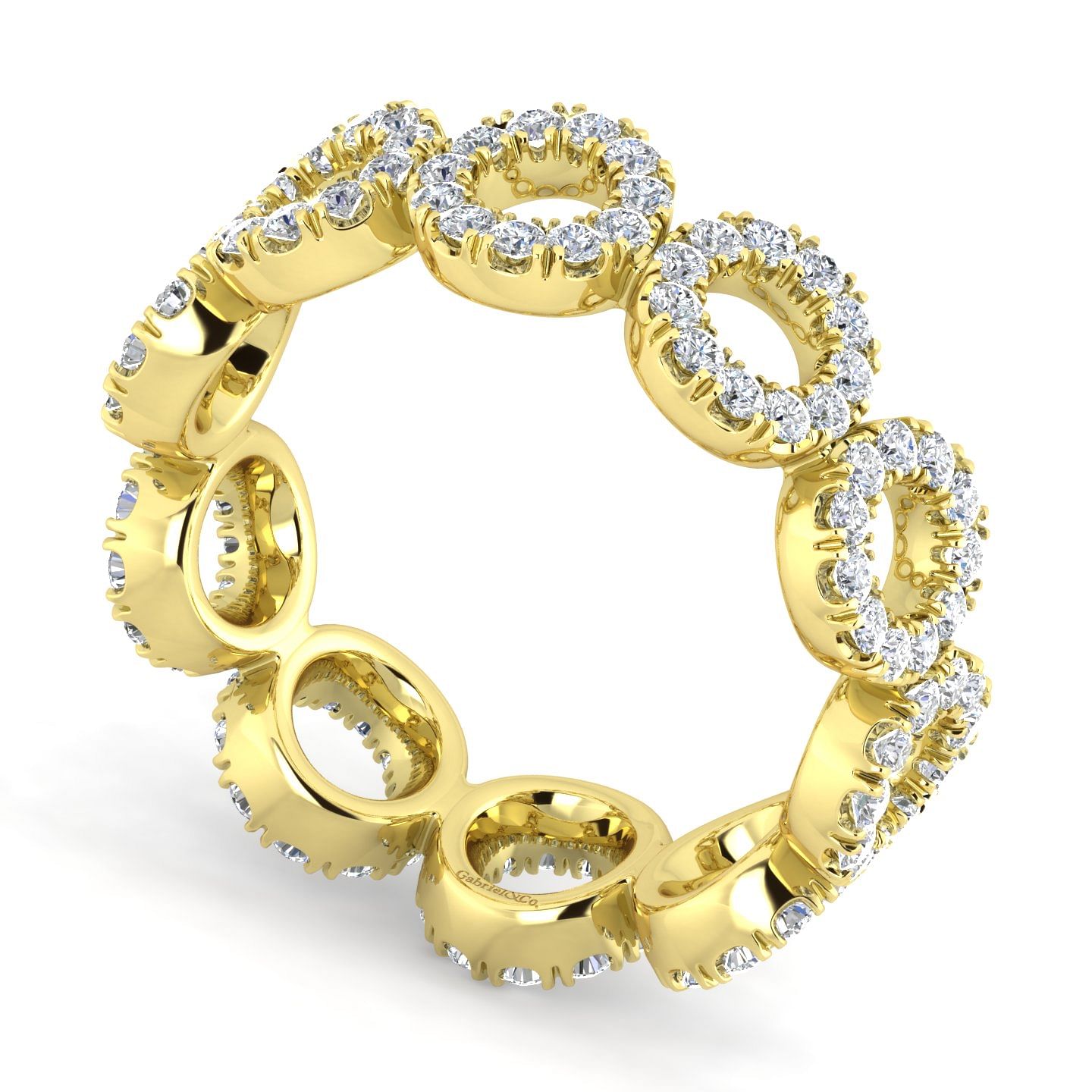 14K Yellow Gold Open Circle Diamond Eternity Ring