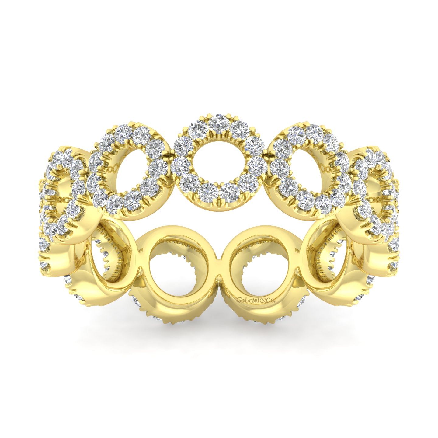 14K Yellow Gold Open Circle Diamond Eternity Ring