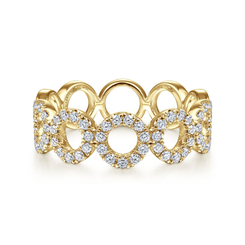 14K Yellow Gold Open Circle Diamond Ring