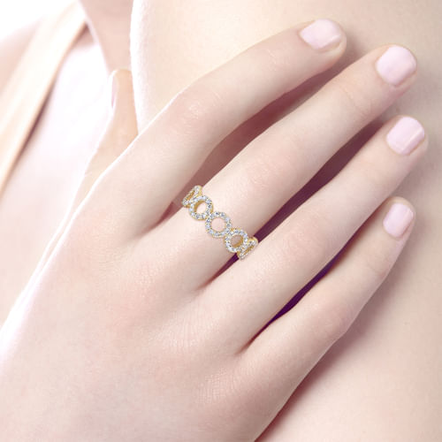 14K Yellow Gold Open Circle Diamond Ring