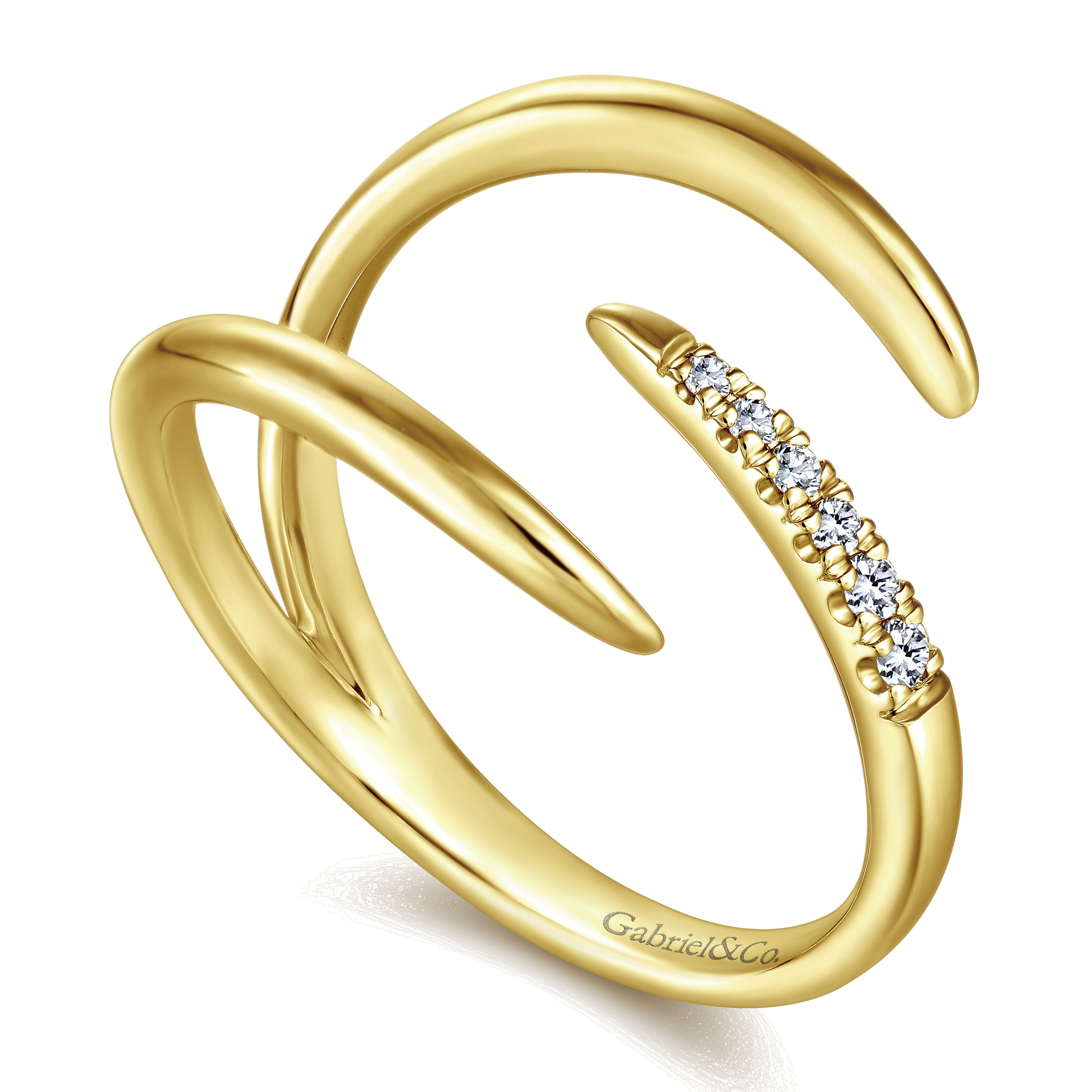 14K Yellow Gold Open Claw Diamond Ring 