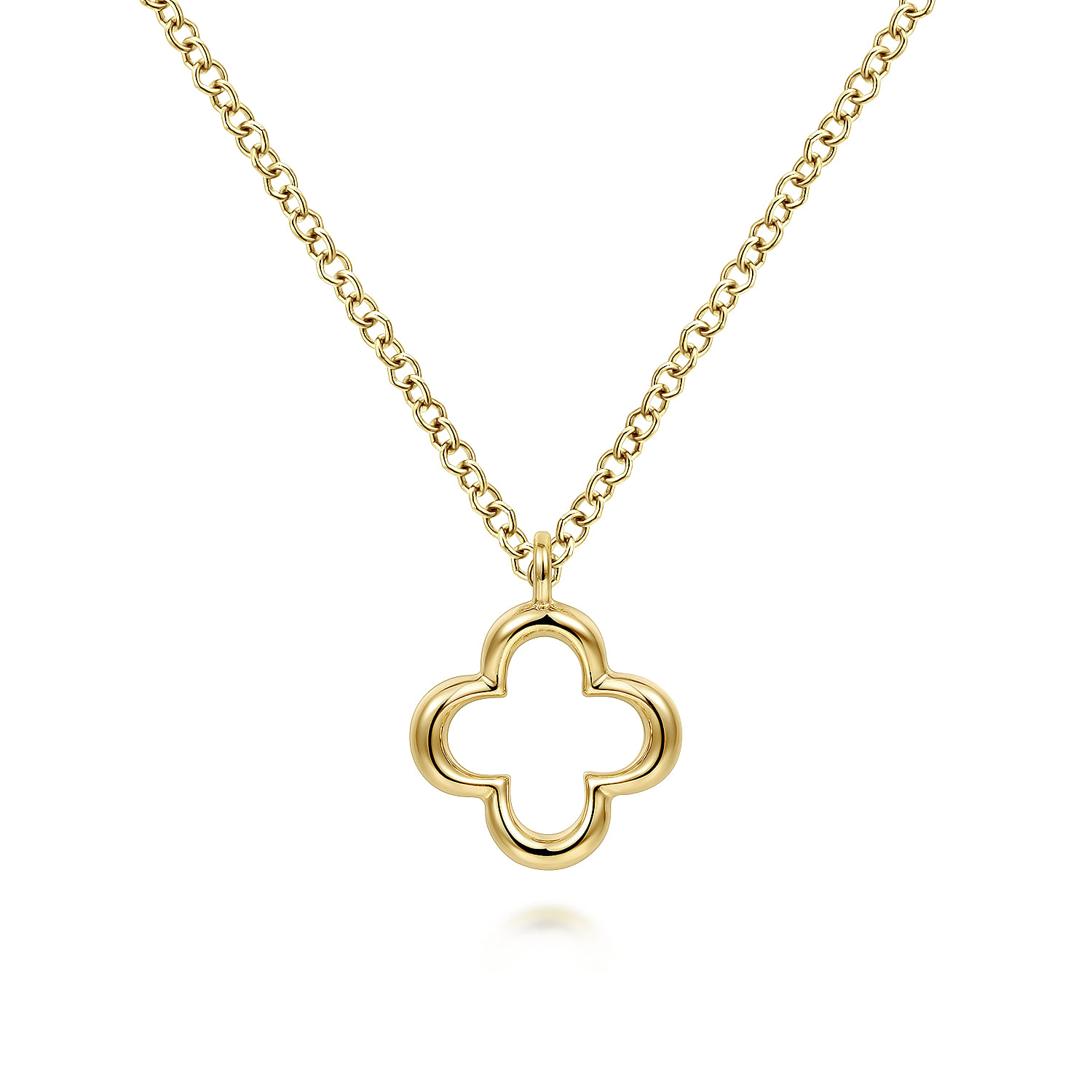 14K Yellow Gold Open Clover Pendant Necklace